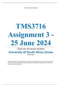 Exam (elaborations) TMS3716 Assignment 3 (COMPLETE ANSWERS) 2024 (623358) - 25 June 2024 •	Course •	Teaching Home Languages in Senior Phase (TMS3716) •	Institution •	University Of South Africa (Unisa) •	Book •	Teaching and Learning Languages TMS3716 Assig