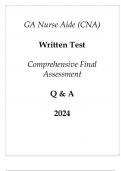 GA Nurse Aide (CNA) Written Test Comprehensive Final Assessment Q & A 2024