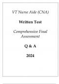 VT Nurse Aide (CNA) Written Test Comprehensive Final Assessment Q & A 2024