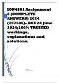 IOP4861 Assignment 3 (COMPLETE ANSWERS) 2024 (757506)- DUE 20 June 2024;100% TRUSTED workings, explanations and solutions