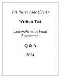 PA Nurse Aide (CNA) Written Test Comprehensive Final Assessment Q & A 2024.