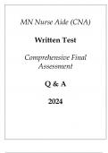 MN Nurse Aide (CNA) Written Test Comprehensive Final Assessment Q & A 2024