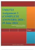 Exam (elaborations) TMS3723 Assignment 3 (COMPLETE ANSWERS) 2024 - 29 June 2024 •	Course •	Teaching Life Sciences in Further Education (TMS3723) •	Institution •	University Of South Africa (Unisa) •	Book •	Methods of Teaching Life Sciences TMS3723 Assignme