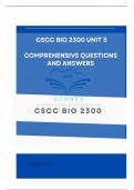 CSCC BIO 2300 Unit 3 Comprehensive Questions and Answers 100% Accuracy 