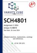 SCH4801 Assignment 2 (DETAILED ANSWERS) 2024 - DISTINCTION GUARANTEED