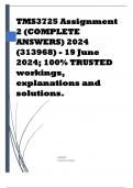TMS3725 Assignment 2 (COMPLETE ANSWERS) 2024 (313968) - 19 June 2024; 100% TRUSTED workings, explanations and solutions