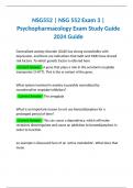 NSG552 | NSG 552 Exam 3 | Psychopharmacology Exam Study Guide 2024 Guide | Wilkes 