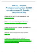 NSG552 | NSG 552 Psychopharmacology Exam 2 | 100% Correctly Answered & Graded A+ | Latest 2024 Wilkes