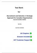 Test Bank for Recruitment and Selection: A Strategic Approach for Canadian Organizations, 2nd Edition by Hari Das