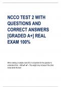 NCCO TEST 2 WITH QUESTIONS AND CORRECT ANSWERS [GRADED A+] REAL EXAM 100%