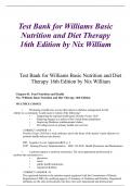 Test Bank for Williams Basic Nutrition and Diet Therapy 16th Edition by Nix William:TEST BANK FOR WILLIAMS’ BASIC NUTRITION AND DIET THERAPY 16TH EDITION: Updated A Plus Solution: (Chapter 1_23)