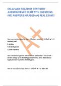 OKLAHAMA BOARD OF DENTISTRY JURISPRUDENCE EXAM WITH QUESTIONS AND ANSWERS [GRADED A+} REAL EXAM!!!