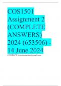 COS1501 Assignment 2 (COMPLETE ANSWERS) 2024 (653506) - 14 June 2024