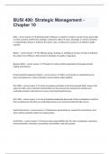 BUSI 490: Strategic Management - Chapter 10 fully solved