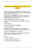 OXIDATIVE PHOSPHORYLATION EXAM LATEST UPDATE