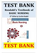 TEST BANK For Rosdahl's Textbook of Basic Nursing, 12th Edition by Caroline Rosdahl Chapters 1 - 103 Complete