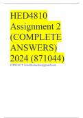 HED4810 Assignment 2 (COMPLETE ANSWERS) 2024 (871044)