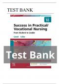 Success in Practical Vocational Nursing 10th Edition Carrol Collier TEST BANK | 9780323810173