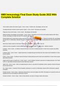 HMX Immunology Final Exam Study Guide 2022 With Complete Solution.