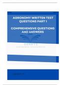 Agronomy Written Test Questions PART 1 Comprehensive Questions and Answers 100% Accuracy
