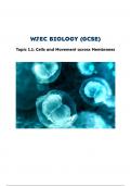 WJEC BIOLOGY (GCSE) — 1.1 (Cells and Movement across Membranes)