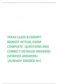 Texas Class B exempt  exam 2024 lately  updated