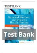 Foundations of Maternal-Newborn and Women's Health Nursing 8th Edition TEST BANK - All Chapters Included