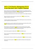 WGU C214 Finance Management PVCC Exam Questions and Complete Solutions