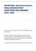 NUTRITION / Nutritional Factors FINAL REVIEW STUDY QUESTIONS AND ANSWERS 2023 / 2025