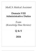 MedCA Medical Assistant Domain VIII Administrative Duties Exam (Knowledge Base Review) Q & S 2024