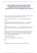 OKLAHOMA BOARD OF DENTISTRY JURISPRUDENCE EXAM REVIEW QUESTIONS WITH VERIFIED SOLUTIONS