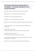 Developmental Psychology Exam 1 (Chapters 1-4) Study Questions And Actual Answers.