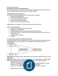 Inleiding Gezondheidspsychologie - Belangrijkste modellen en theorieën