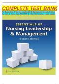 COMPLETE TEST BANK For Essentials Of Nursing Leadership & Management Seventh Edition By Sally A. Weiss Edd APRN FNP-C CNE ANEF (Author) Latest Update