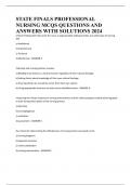 STATE FINALS PROFESSIONAL NURSING MCQS QUESTIONS AND ANSWERS WITH SOLUTIONS 2024