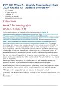 PSY 303 Week 5 - Weekly Terminology Quiz 2024 Graded A+; Ashford University