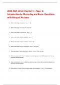 2024 AQA GCSE Chemistry - Paper 1:  Introduction to Chemistry and Basic. Questions  with Merged Answers