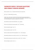 CHEMISTRY PAPER 1: REVISION QUESTIONS  AND CORRECT VERIFIED ANSWERS