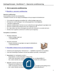 Gedragstherapie : sv H7 operante conditionering ( = les 6 volledig, les 8 deel 1 )