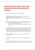 EDEXCEL CHEMISTRY PAPER 2: FINAL EXAM  REVISION QUESTIONS AND ANSWERS FOR  2024/2025