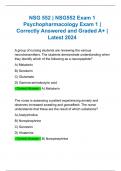 NSG 552 | NSG552 Exam 1 Psychopharmacology Exam 1 | Correctly Answered and Graded A+ | Latest 2024