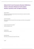 Edexcel (A) A-Level Economics Revision Definitions:  Theme 3: Business Behaviour & the Labour  Market: Questions with Complete Solutions