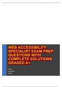 WEB ACCESSIBILITY SPECIALIST EXAM PREP QUESTIONS WITH COMPLETE SOLUTIONS GRADED A+