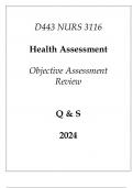 (WGU D443) NURS 3116 Health Assessment Objective Assessment Review Q & S 2024.