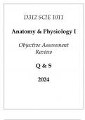 (WGU D312) SCIE 1011 Anatomy & Physiology I Objective Assessment Review Q & S 2024
