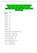 Chem 104 Final Exam Review/75 Questions with answers (UW-Madison Spring 2015 Gen Chem 104 Choi Final)