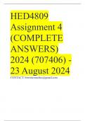 HED4809 Assignment 4 (COMPLETE ANSWERS) 2024 (707406) - 23 August 2024