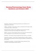 Nursing Pharmacology Exam Study Questions and Answers 2024