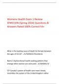 Womens Health Exam 1 Review  SFMCCON (Spring 2024) Questions &  Answers Rated 100% Correct!!A+
