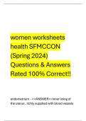 women worksheets  health SFMCCON  (Spring 2024)  Questions & Answers  Rated 100% Correct!!